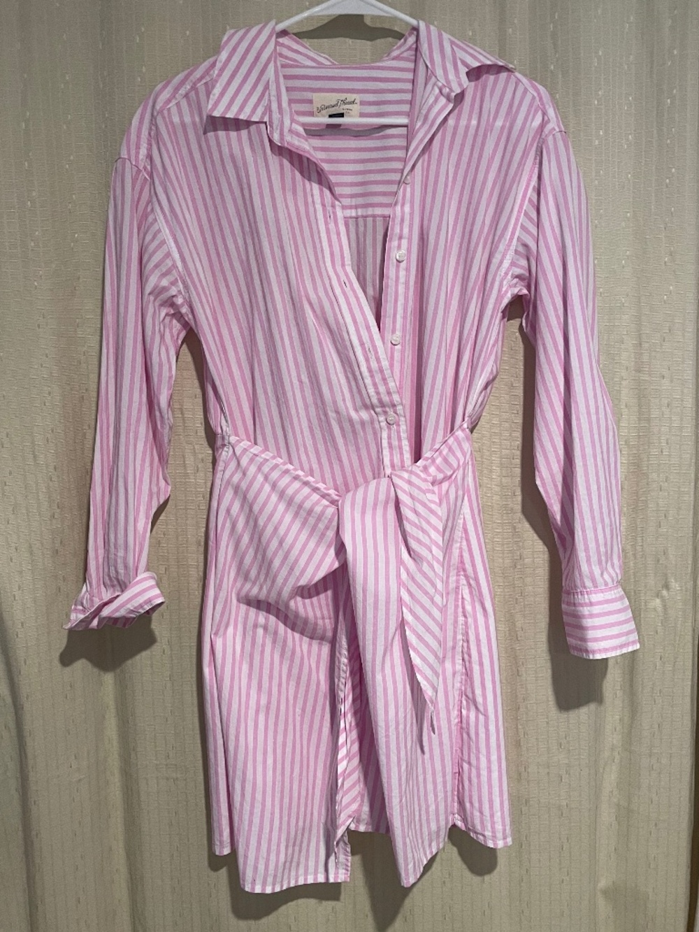 Universal Thread Pink & White Striped wrap Midi Shirt Dress XS